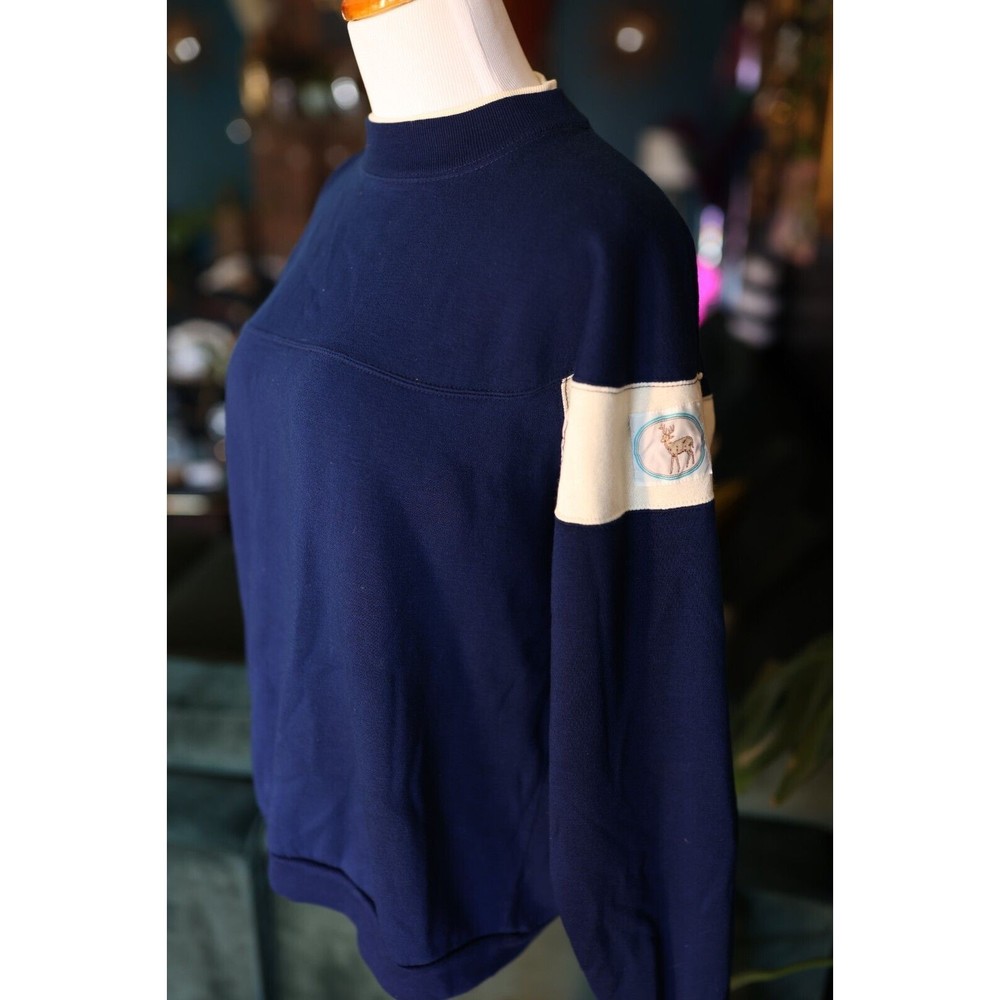 Vintage Premier International Woman's Elk/ Bear Patches Blue Sweater S - Picture 14 of 14